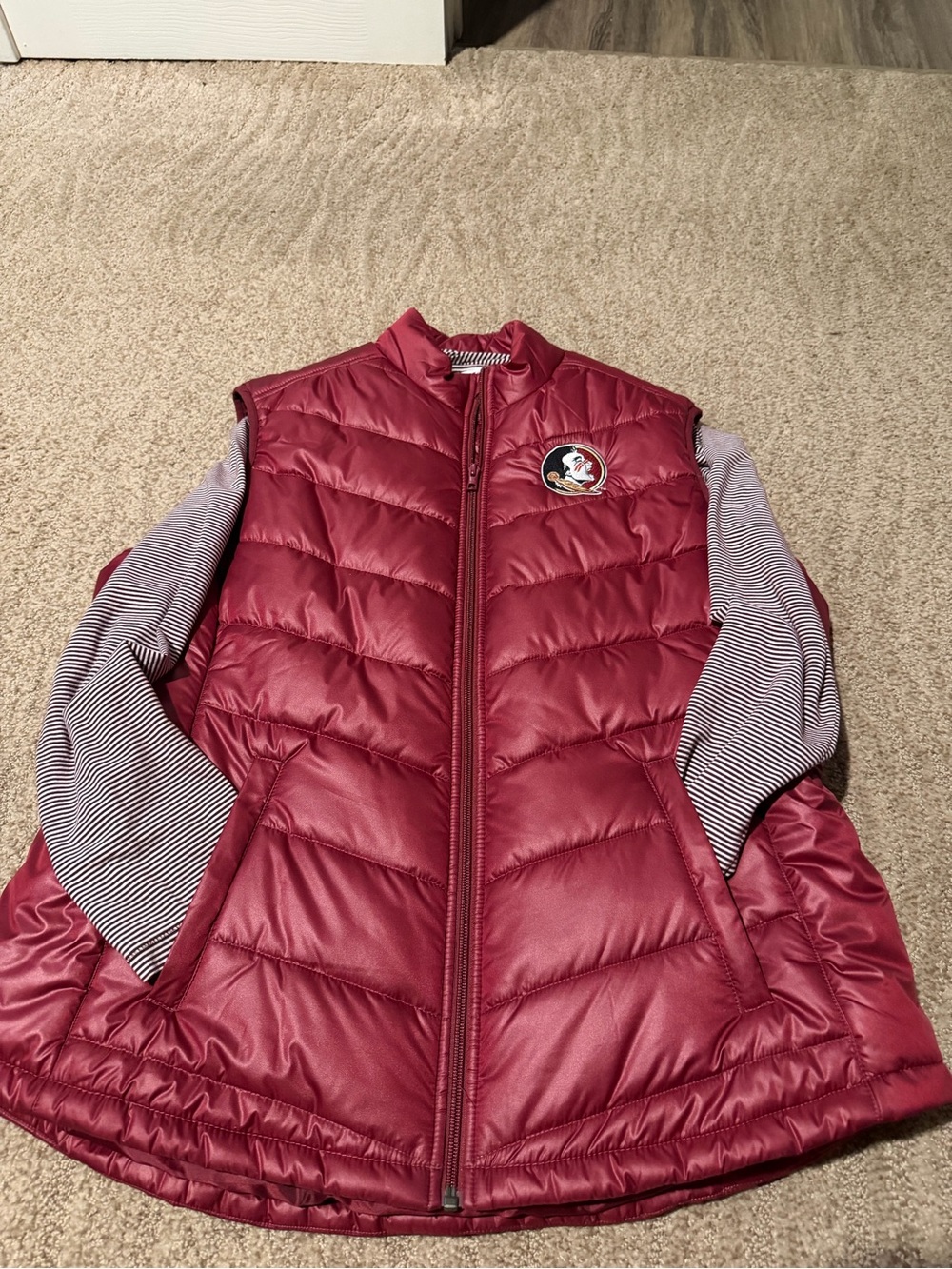 Cutter & Buck Maroon Quilted Puffer Vest with Team Crest